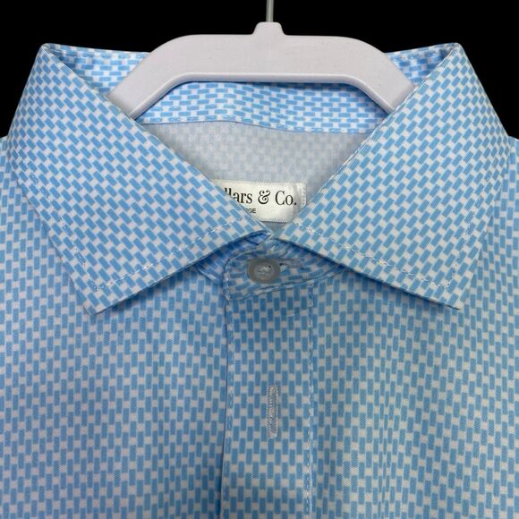 Collars & Co Polo Shirt Mens S Vantage Sky Blue Dress Collar Preppy Stretch NEW